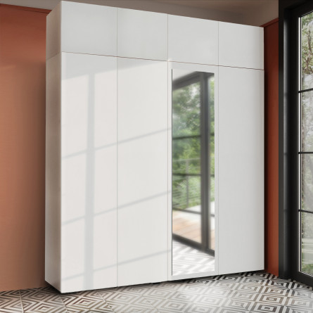 Szafa Garderoba uchylna podwójna Aria 180 biała PTO z nadstawką