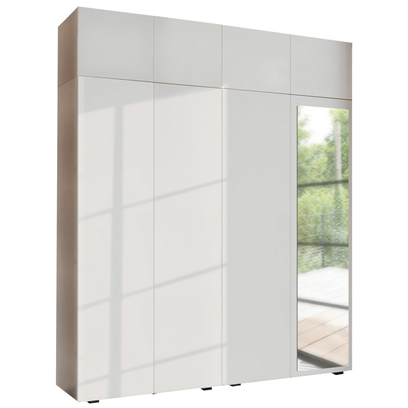 Szafa Garderoba uchylna podwójna Aria 180 biała PTO z nadstawką