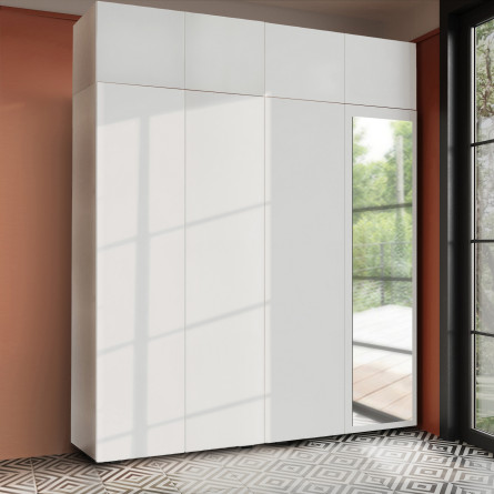 Szafa Garderoba uchylna podwójna Aria 180 biała PTO z nadstawką