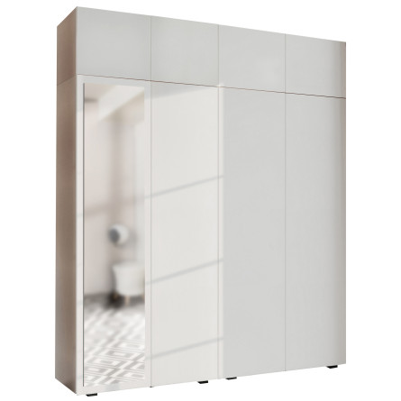 Szafa Garderoba uchylna podwójna Aria 180 biała PTO z nadstawką