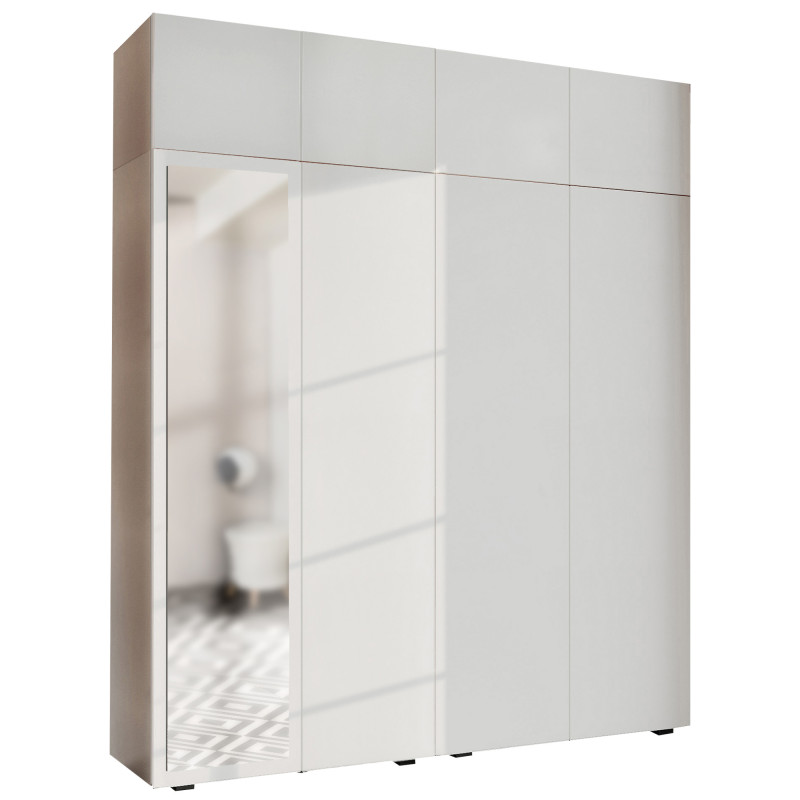 Szafa Garderoba uchylna podwójna Aria 180 biała PTO z nadstawką