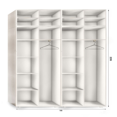 Szafa Garderoba uchylna podwójna Aria 180 szary pallad PTO z nadstawką