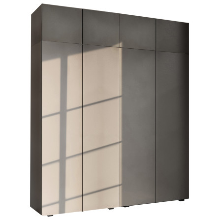 Szafa Garderoba uchylna podwójna Aria 180 szary pallad PTO z nadstawką