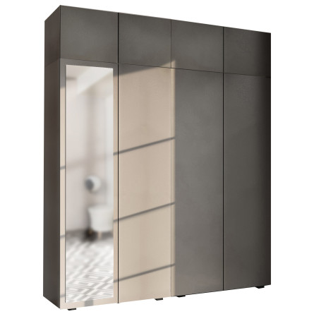 Szafa Garderoba uchylna podwójna Aria 180 szary pallad PTO z nadstawką