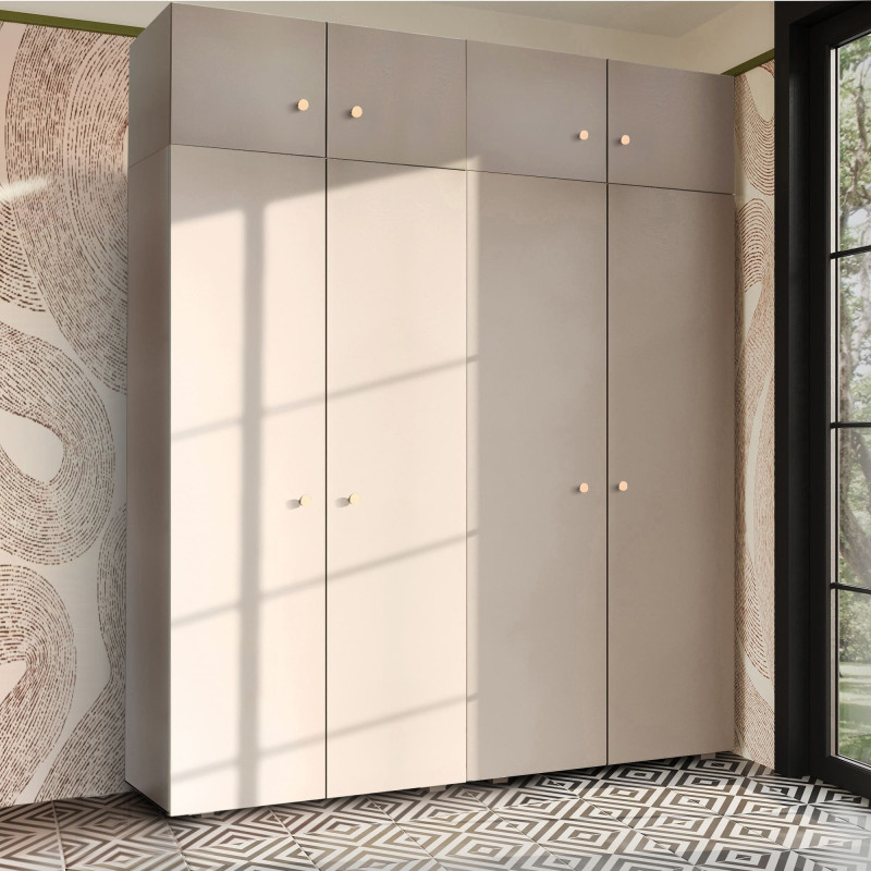 Szafa Garderoba uchylna podwójna Aria 180 piasek pustyni GZ z nadstawką Szafa Garderoba uchylna podwójna Aria 180 piasek pustyni GZ z nadstawką