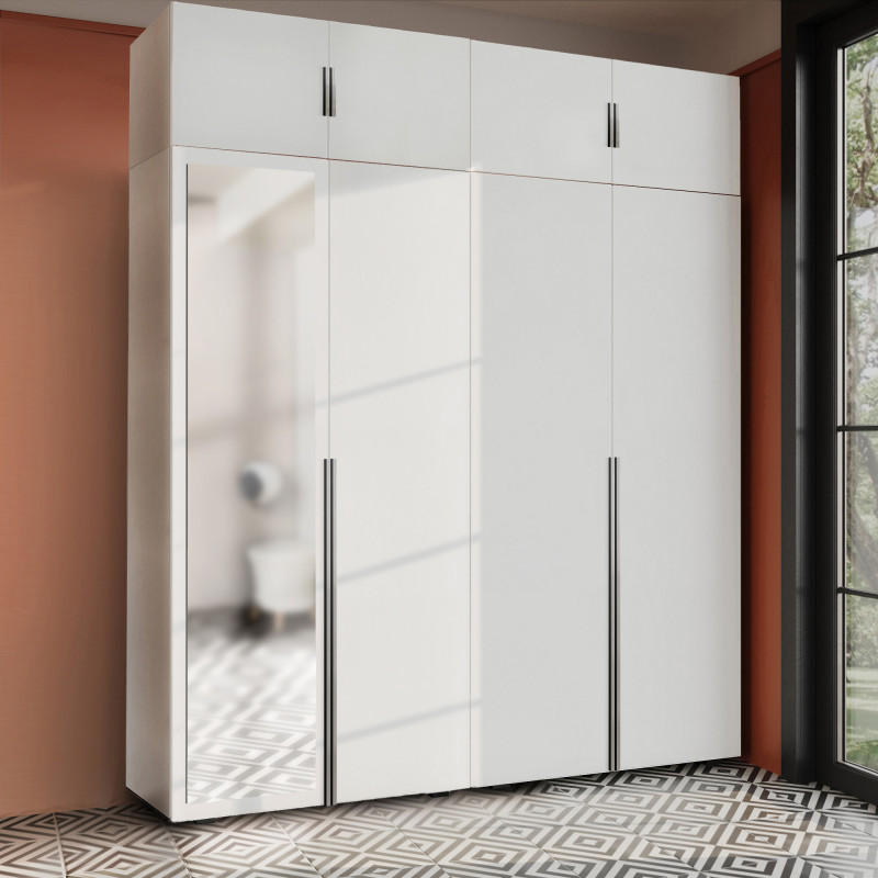 Szafa Garderoba uchylna podwójna Aria 180 biała hexa czarna z podwyższeniem z nadstawką