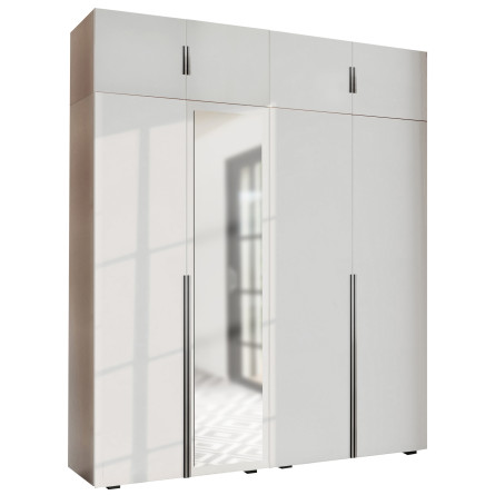 Szafa Garderoba uchylna podwójna Aria 180 biała hexa czarna z podwyższeniem z nadstawką