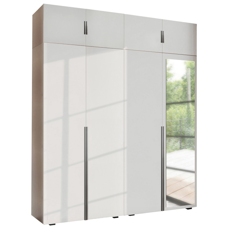 Szafa Garderoba uchylna podwójna Aria 180 biała hexa czarna z podwyższeniem z nadstawką