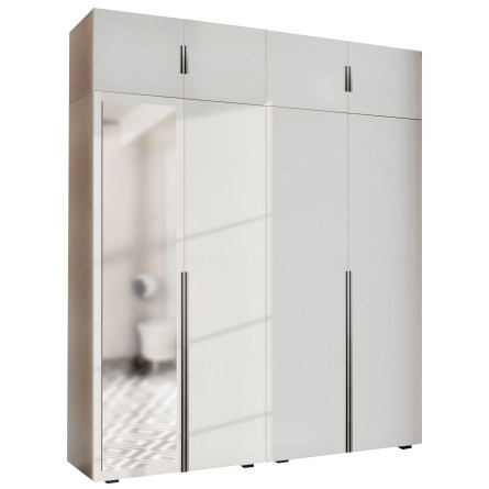 Szafa Garderoba uchylna podwójna Aria 180 biała hexa czarna z podwyższeniem z nadstawką