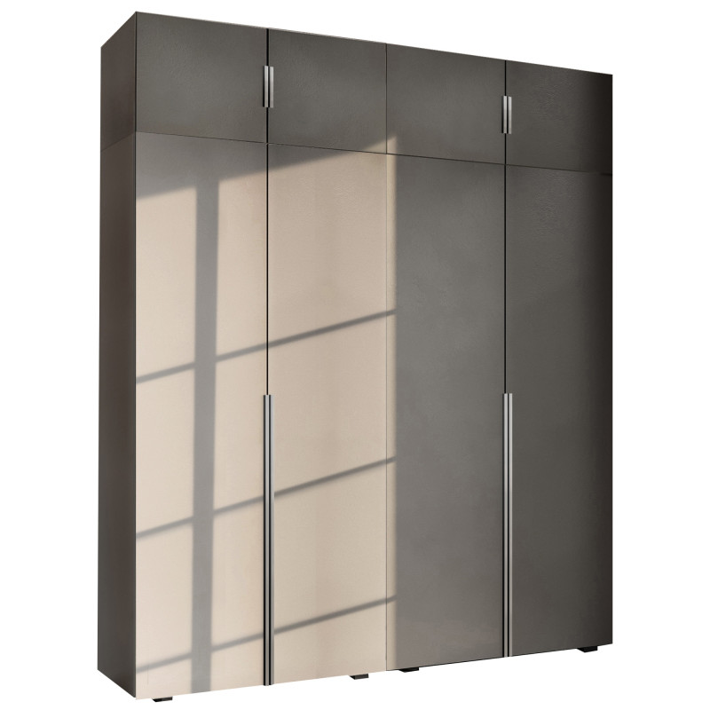 Szafa Garderoba uchylna podwójna Aria 180 szary pallad hexa czarna z nadstawką