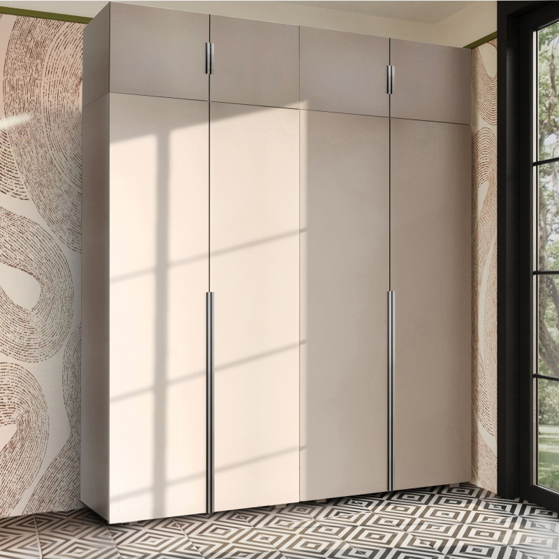 Szafa Garderoba uchylna podwójna Aria 180 piasek pustyni hexa czarna z nadstawką