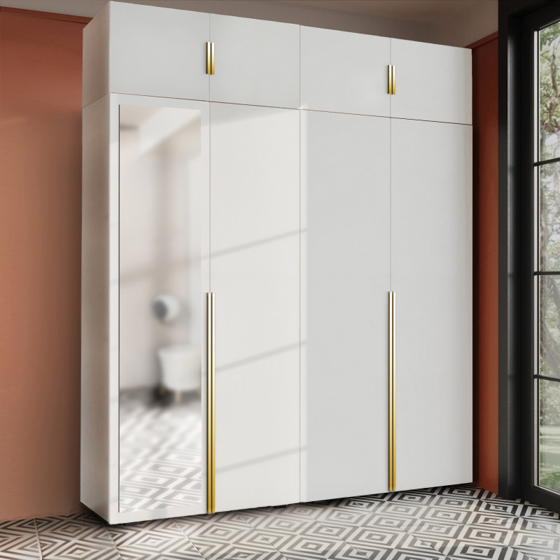 Szafa Garderoba uchylna podwójna Aria 180 biała Hexa złota z nadstawką