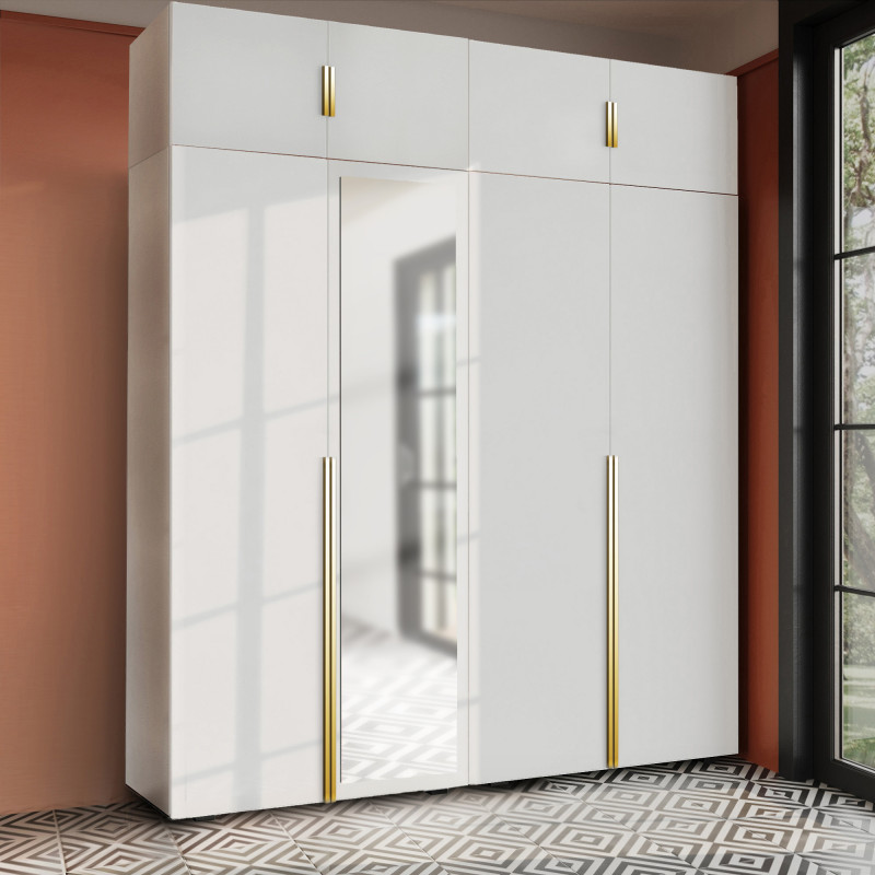 Szafa Garderoba uchylna podwójna Aria 180 biała Hexa złota z nadstawką