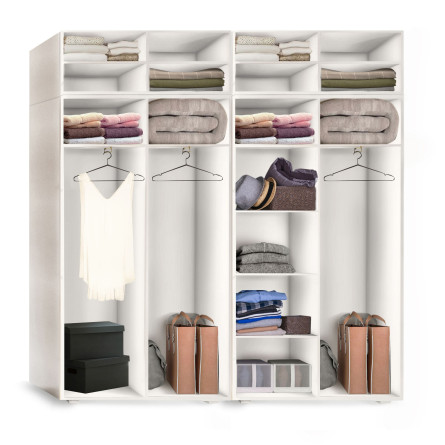 Szafa Garderoba uchylna podwójna Aria 180 biała Hexa złota z nadstawką