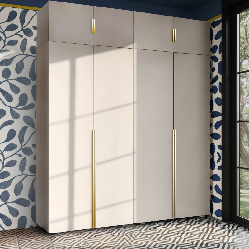 Szafa Garderoba uchylna podwójna Aria 180 kaszmirowy beż Hexa złota z nadstawką