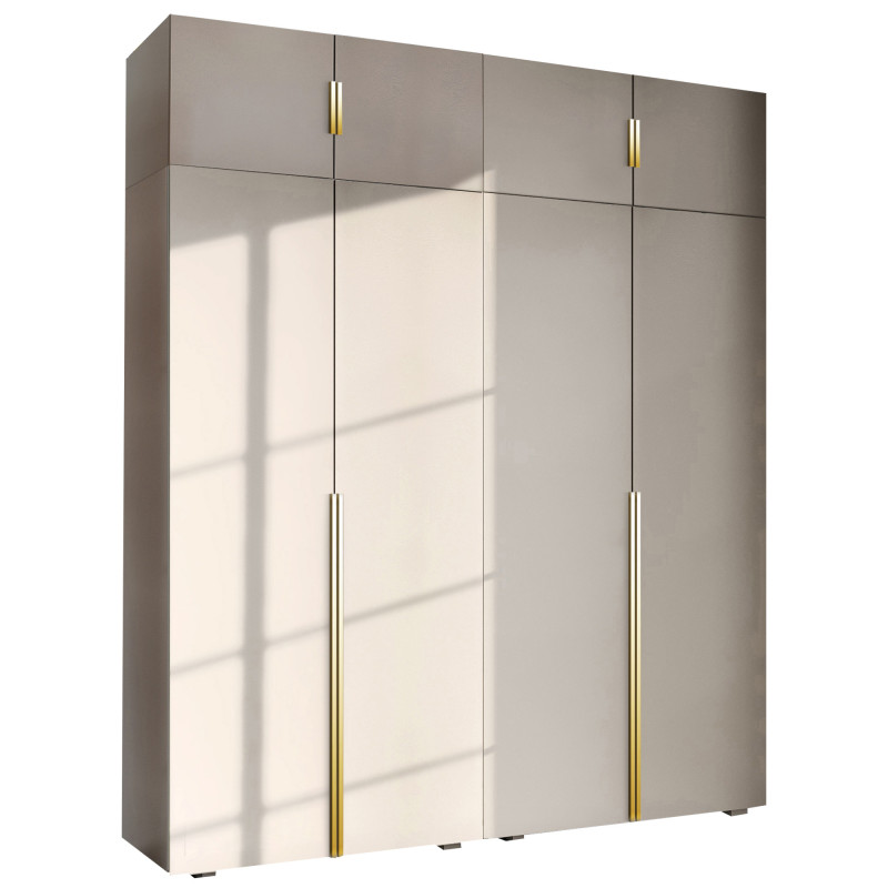 Szafa Garderoba uchylna podwójna Aria 180 kaszmirowy beż Hexa złota z nadstawką