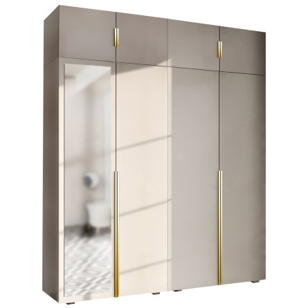 Szafa Garderoba uchylna podwójna Aria 180 kaszmirowy beż Hexa złota z nadstawką