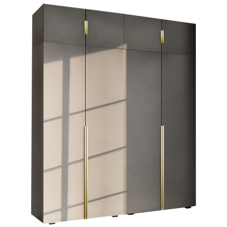Szafa Garderoba uchylna podwójna Aria 180 szary pallad Hexa złota z nadstawką