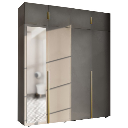 Szafa Garderoba uchylna podwójna Aria 180 szary pallad Hexa złota z nadstawką