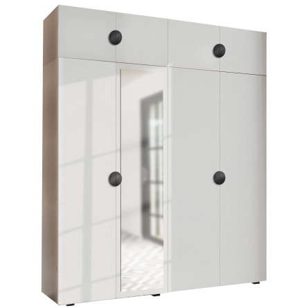 Szafa Garderoba uchylna podwójna Aria 180 biała GZ uchwyt półokrągły czarna z nadstawką Szafa Garderoba uchylna podwójna Aria 180 biała GZ uchwyt półokrągły czarna z nadstawką