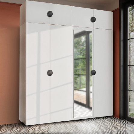 Szafa Garderoba uchylna podwójna Aria 180 biała GZ uchwyt półokrągły czarna z nadstawką Szafa Garderoba uchylna podwójna Aria 180 biała GZ uchwyt półokrągły czarna z nadstawką