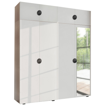 Szafa Garderoba uchylna podwójna Aria 180 biała GZ uchwyt półokrągły czarna z nadstawką Szafa Garderoba uchylna podwójna Aria 180 biała GZ uchwyt półokrągły czarna z nadstawką