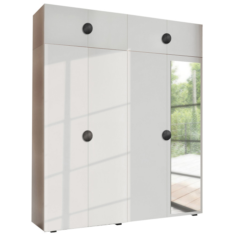 Szafa Garderoba uchylna podwójna Aria 180 biała GZ uchwyt półokrągły czarna z nadstawką Szafa Garderoba uchylna podwójna Aria 180 biała GZ uchwyt półokrągły czarna z nadstawką