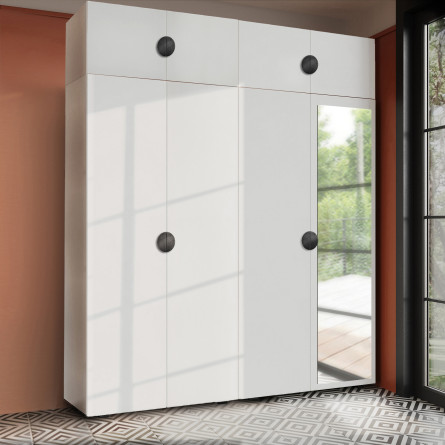 Szafa Garderoba uchylna podwójna Aria 180 biała GZ uchwyt półokrągły czarna z nadstawką Szafa Garderoba uchylna podwójna Aria 180 biała GZ uchwyt półokrągły czarna z nadstawką