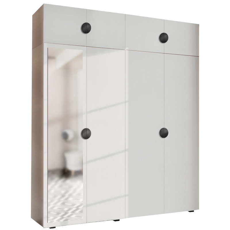 Szafa Garderoba uchylna podwójna Aria 180 biała GZ uchwyt półokrągły czarna z nadstawką Szafa Garderoba uchylna podwójna Aria 180 biała GZ uchwyt półokrągły czarna z nadstawką