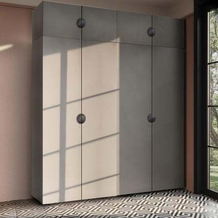 Szafa Garderoba uchylna podwójna Aria 180 szary pallad GZ uchwyt półokrągły czarna z nadstawką Szafa Garderoba uchylna podwójna Aria 180 szary pallad GZ uchwyt półokrągły czarna z nadstawką