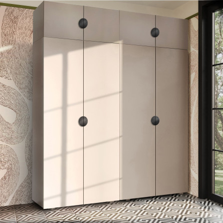 Szafa Garderoba uchylna podwójna Aria 180 piasek pustyni GZ uchwyt półokrągły czarna z nadstawką