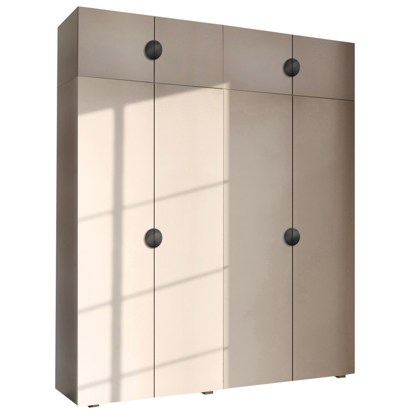 Szafa Garderoba uchylna podwójna Aria 180 piasek pustyni GZ uchwyt półokrągły czarna z nadstawką