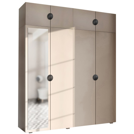 Szafa Garderoba uchylna podwójna Aria 180 piasek pustyni GZ uchwyt półokrągły czarna z nadstawką