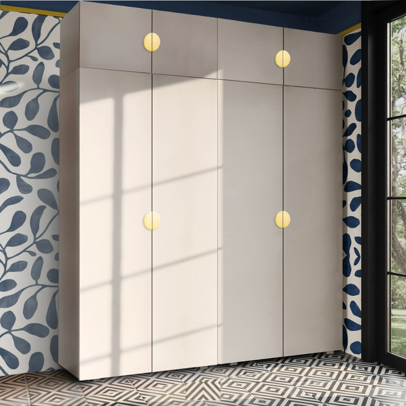 Szafa Garderoba uchylna podwójna Aria 180 kaszmirowy beż GZ uchwyt półokrągły złota z nadstawką