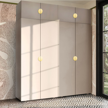 Szafa Garderoba uchylna podwójna Aria 180 piasek pustyni GZ uchwyt półokrągły złota z nadstawką