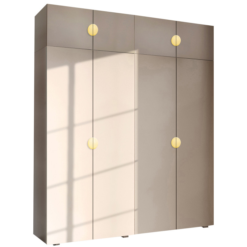 Szafa Garderoba uchylna podwójna Aria 180 piasek pustyni GZ uchwyt półokrągły złota z nadstawką