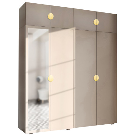 Szafa Garderoba uchylna podwójna Aria 180 piasek pustyni GZ uchwyt półokrągły złota z nadstawką