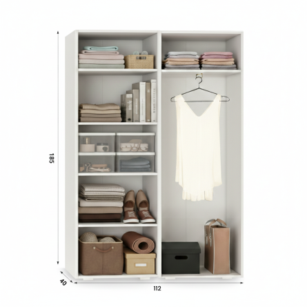 Szafa Garderoba uchylna podwójna Aria 112 kaszmirowy beż hexa czarna