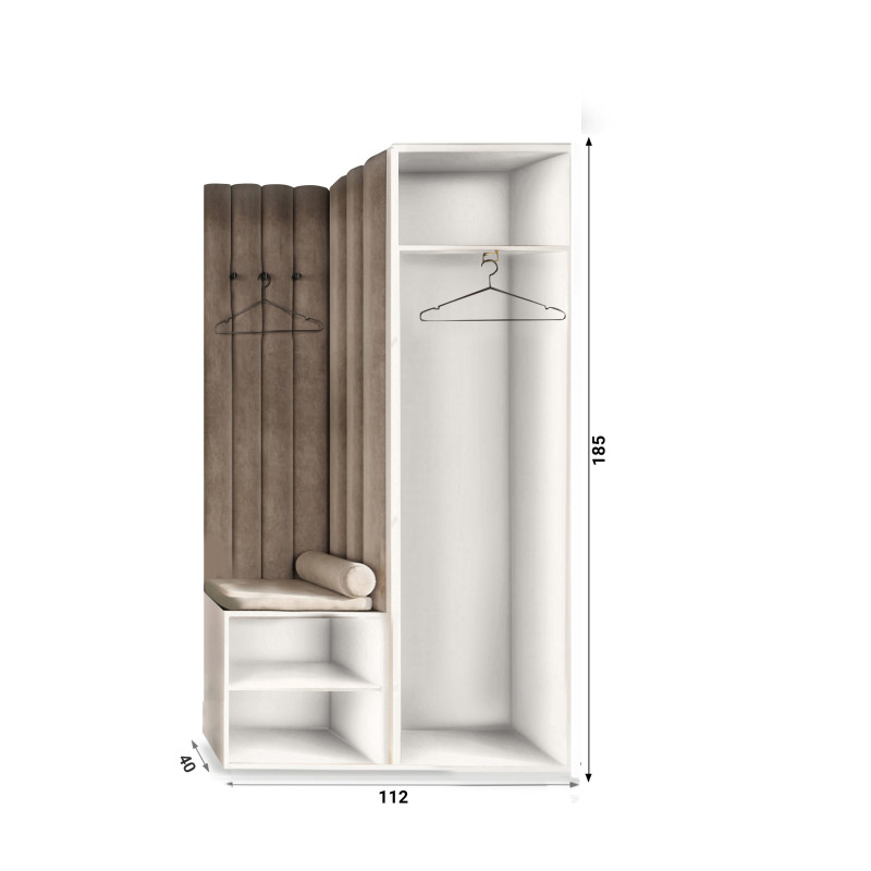 Garderoba Aria wersja 9 szara z lustrem PTO