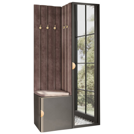 Garderoba Aria wersja 9 szara z lustrem półokrągły