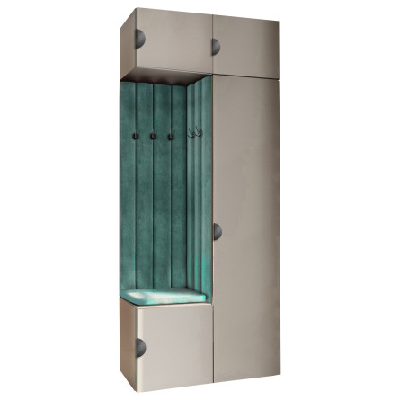 Garderoba Aria wersja 10 z nastawką i szafką wiszącą kaszmir półokrągły uchwyt