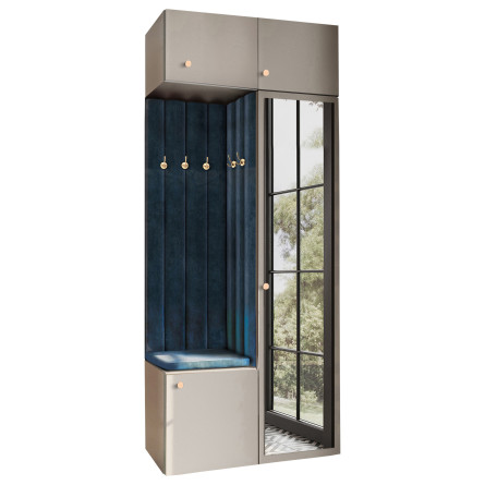 Garderoba Aria wersja 10 kaszmir z lustrem z nadstawką, wiszącą gałka