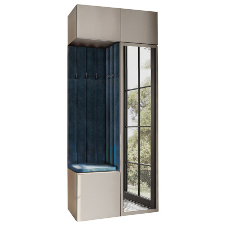 Garderoba Aria wersja 10 kaszmir z lustrem z nadstawką, wiszącą PTO