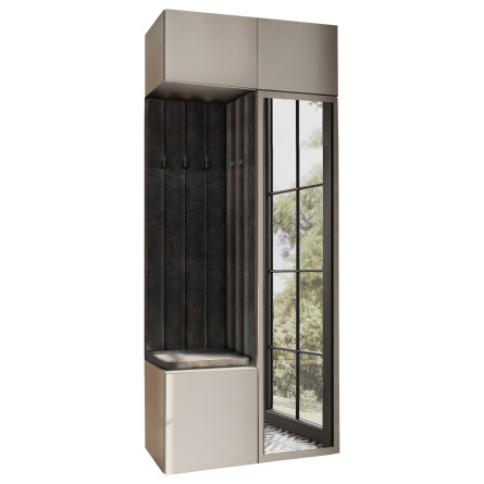 Garderoba Aria wersja 10 kaszmir z lustrem z nadstawką, wiszącą PTO