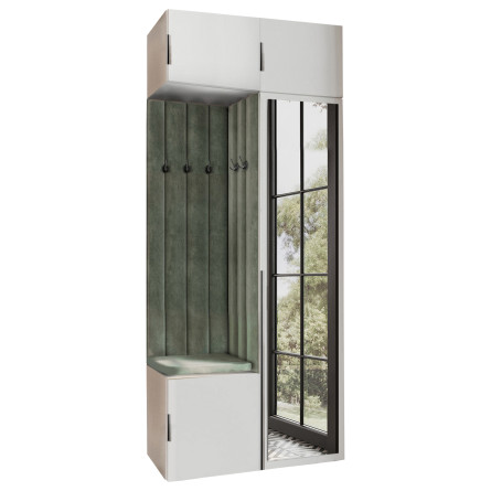 Garderoba Aria wersja 10 Biała z lustrem, nadstawką, wiszącą hexa