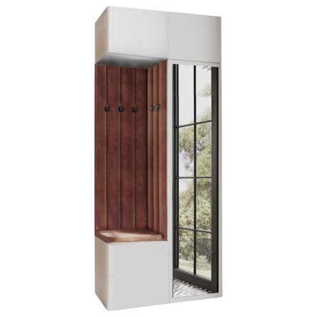 Garderoba Aria wersja 10 Biała z lustrem, nadstawką, wiszącą PTO