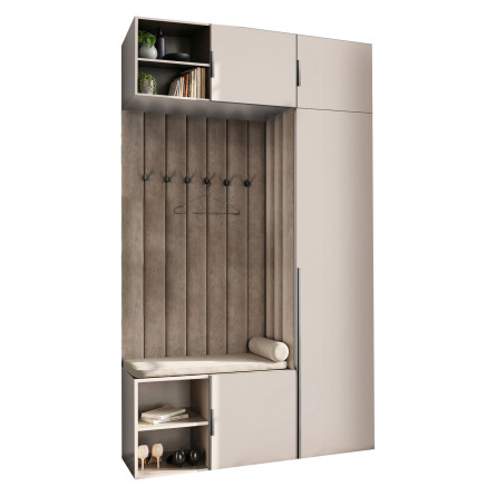 Garderoba Aria wersja 12 z nastawką i szafką wiszącą kaszmir hexa 156 cm