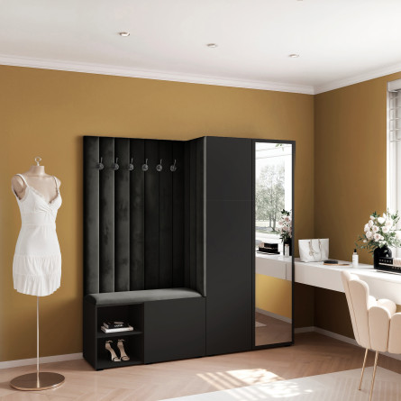 Garderoba Aria wersja 1 czarna z lustrem PTO