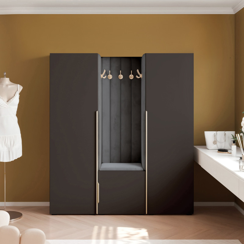 Garderoba Aria wersja 3 czarna 168cm uchwyt hexa