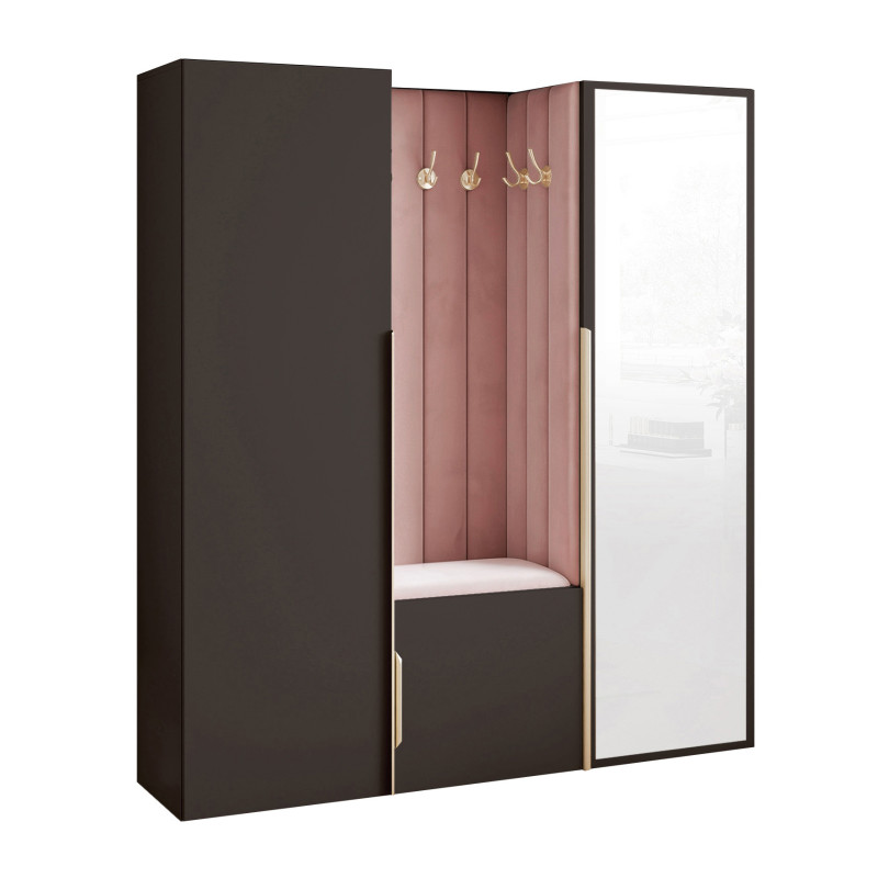 Garderoba Aria wersja 3 czarna z lustrem 168cm uchwyt hexa
